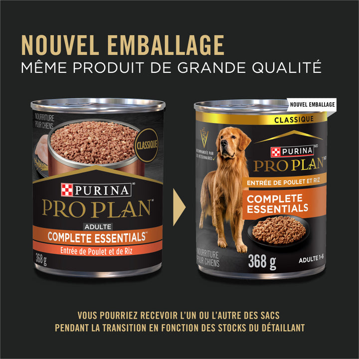 Proplan Complete Essentials Entrée de Poulet et Riz Nourriture Humide pour Chien Adulte .