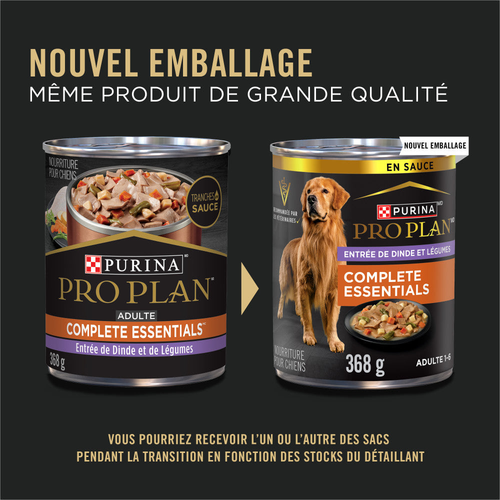 Purina ProPlan Adulte Complete Essentials Entrée de Dinde et de Légumes Tranches en Sauce Nourriture Humide pour Chiens