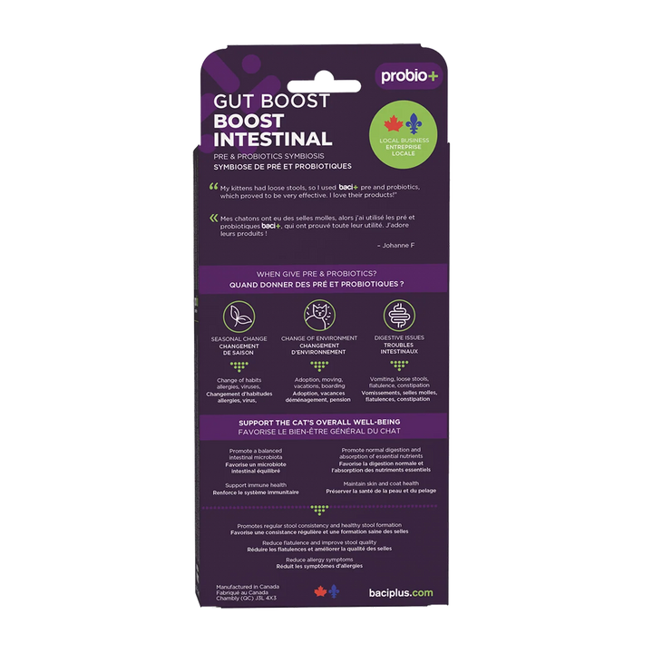 Trousse Boost Intestinal de pré et probiotiques en deux étapes pour chats et chatons