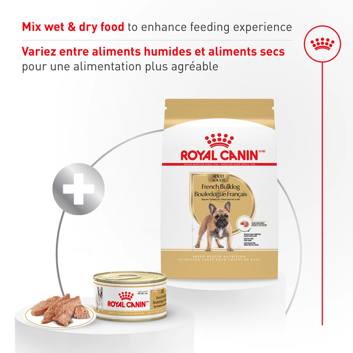 Nourriture humide en conserve pour chiens Bouledogue Français adultes
