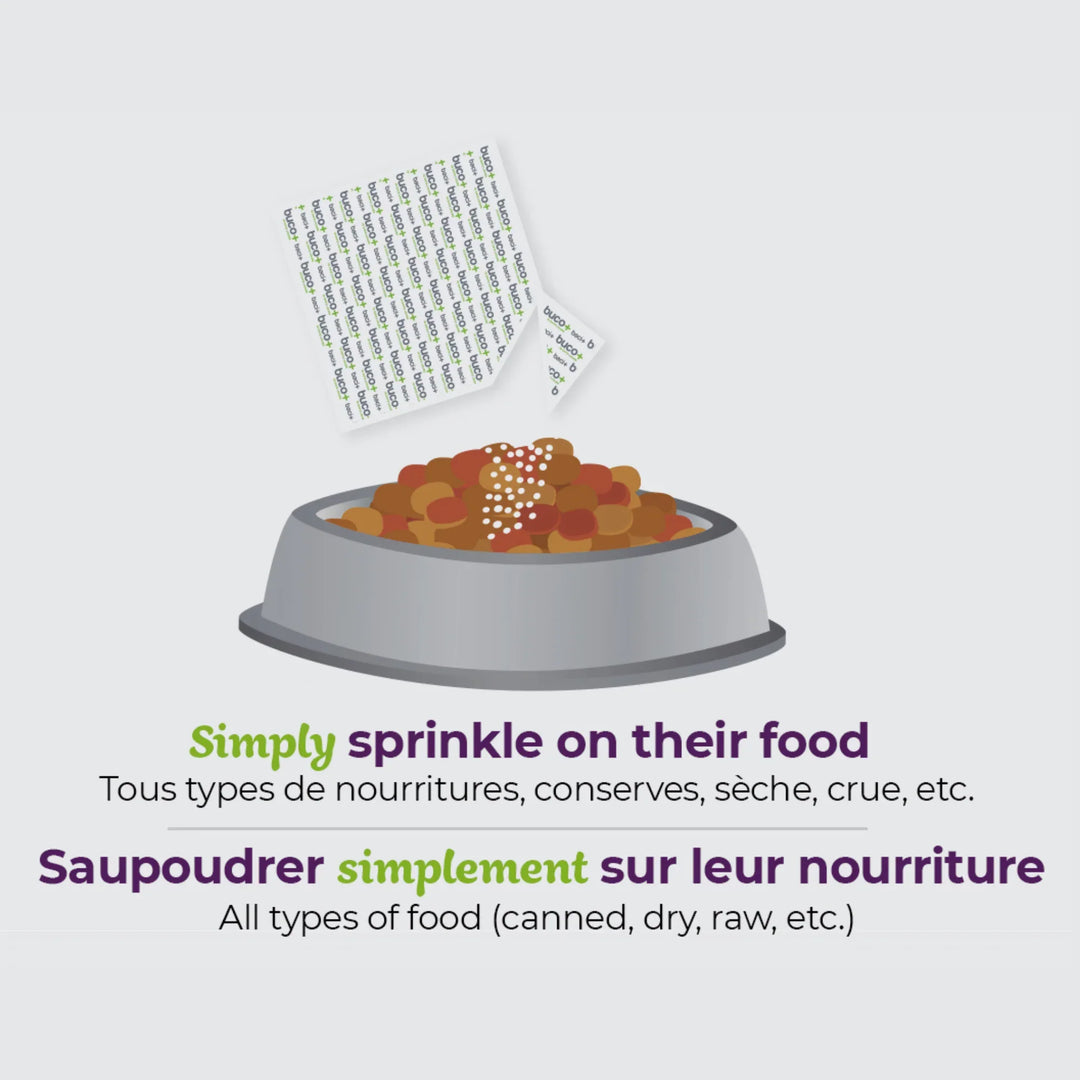Supplément Buco+ pour une haleine fraîche et des dents saines, chiens et chats de plus de 15 kg