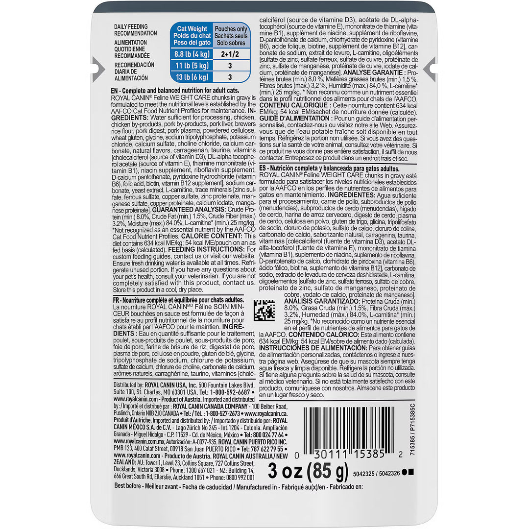 Nourriture humide soin minceur en bouchées sauce en sachet pour chats