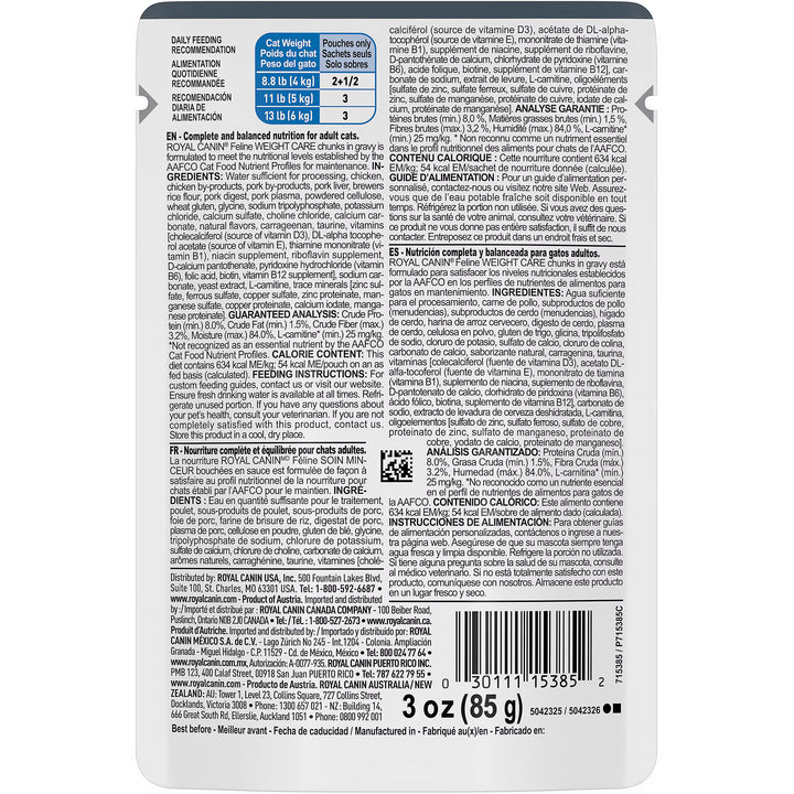 Nourriture humide soin minceur en bouchées sauce en sachet pour chats