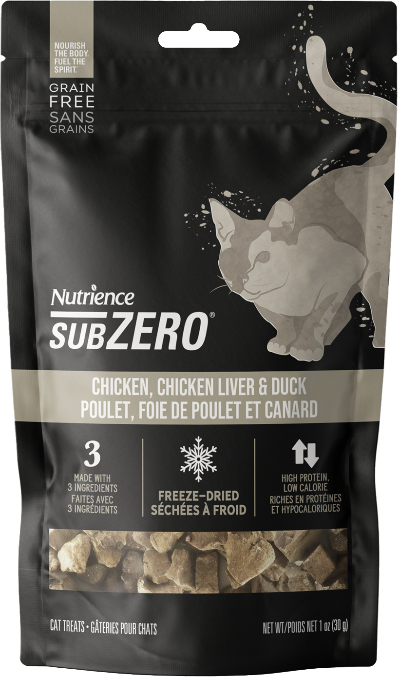 Nutrience SubZero gâteries Chat Séchées à Froid Poulet Foie de Poulet Canard