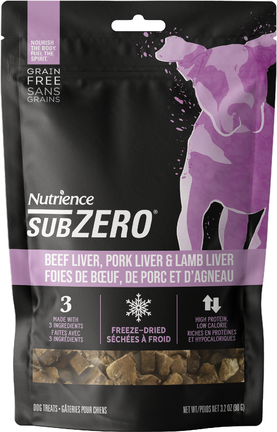 Nutrience SubZero Chien gâteries Séchées à Froid Foies de Bœuf Porc Et Agneau