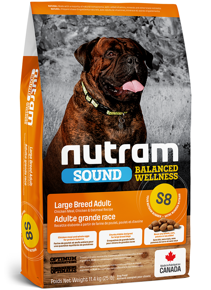 Nutram Sound (S8) Dog Large Breed Chicken & Oats 25Lbs