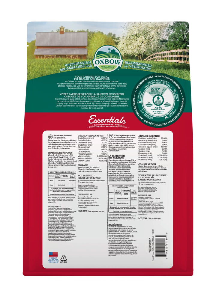 Oxbow Essentials Nourriture Pour Souris / Jeune Rat