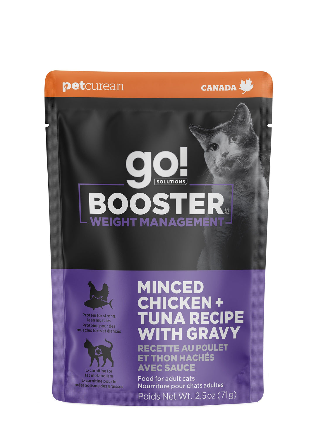 Pet Curean Go! Booster Chat Controle Poids Poulet,Thon