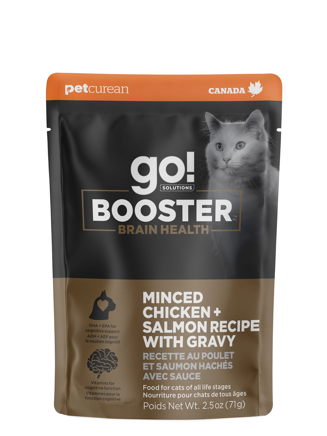 Pet Curean Go! Booster Chat Sante Cerebrale Poulet,Saumon