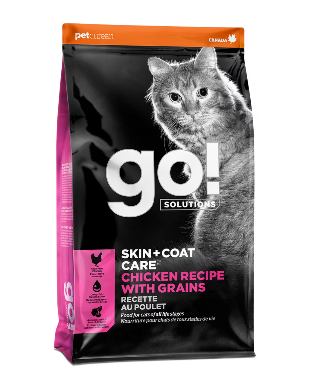 Pet Curean Go! Nourriture Chat Soin de la Peau + Poils, Recette au Poulet