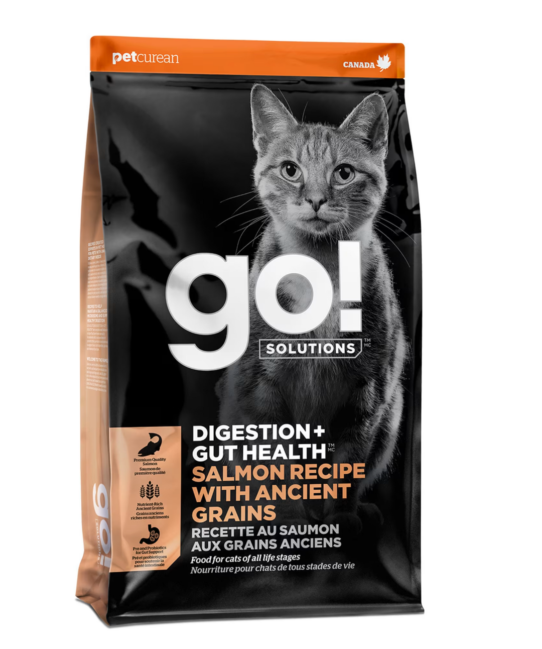 Pet Curean Go! Chat Digestion + Santé Intestinale, Saumon avec Grains Anciens