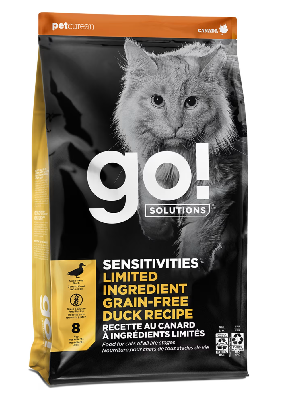 Pet Curean Go! Sensitivities Nourriture Chat Sans Grains Recette au Canard