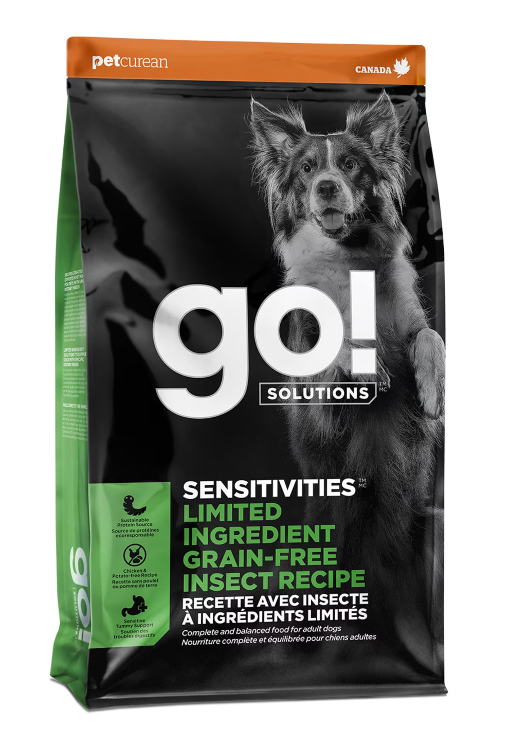 Pet Curean Go! Sensitivities Nourriture Chien Sans Grains Recette avec Insectes