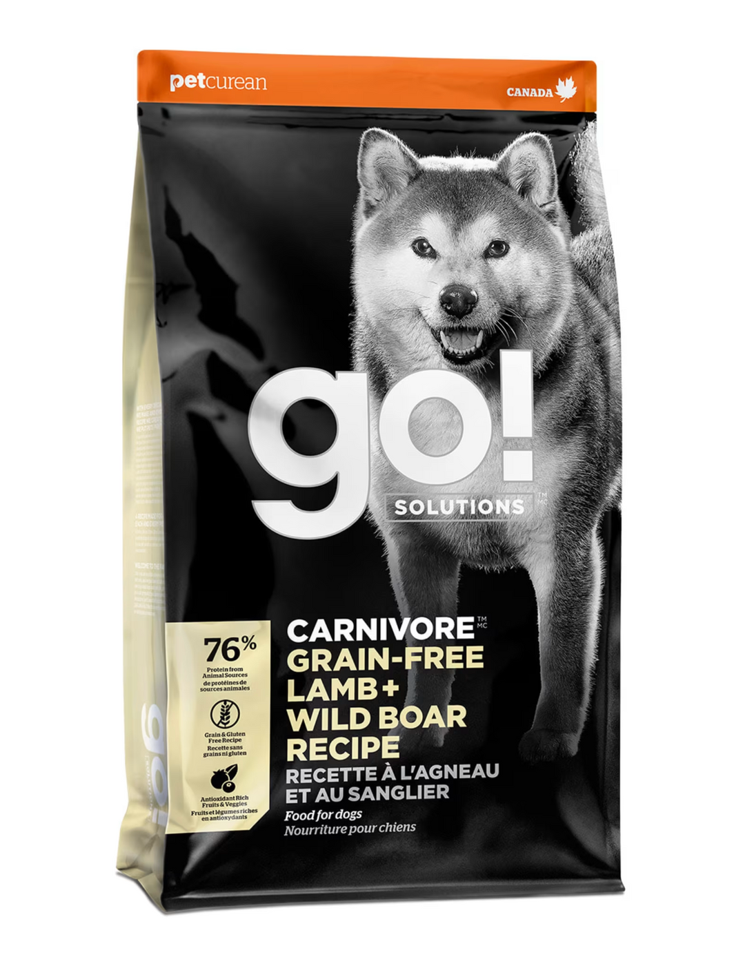 Pet Curean Go! Carnivore Sans Grains Agneau et Sanglier Nourriture Chien