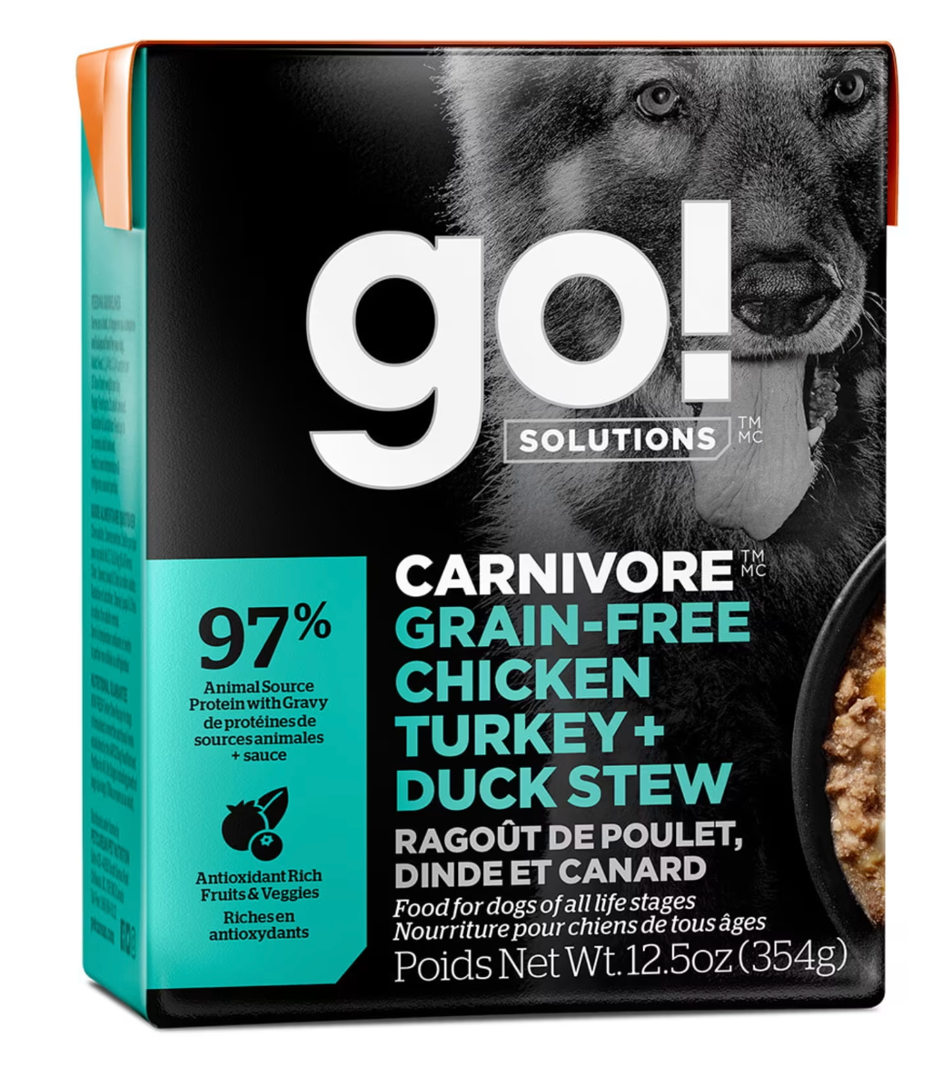 Pet Curean Go! Chien Carnivore Sans Grains Poulet, Dinde et Canard