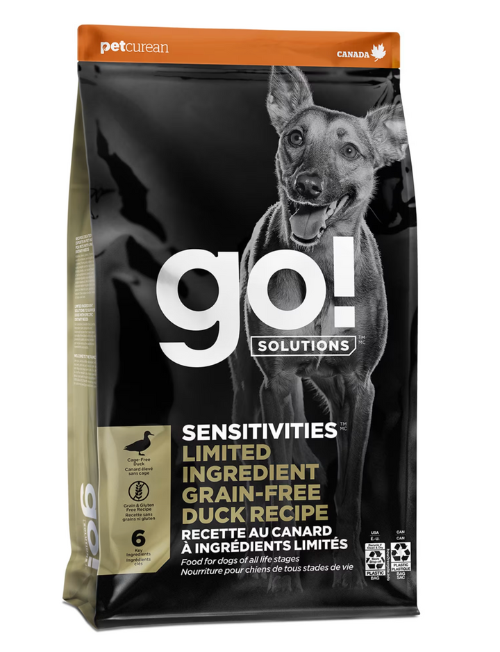 Pet Curean Go! Sensitivities Nourriture Chien Sans Grains au Canard